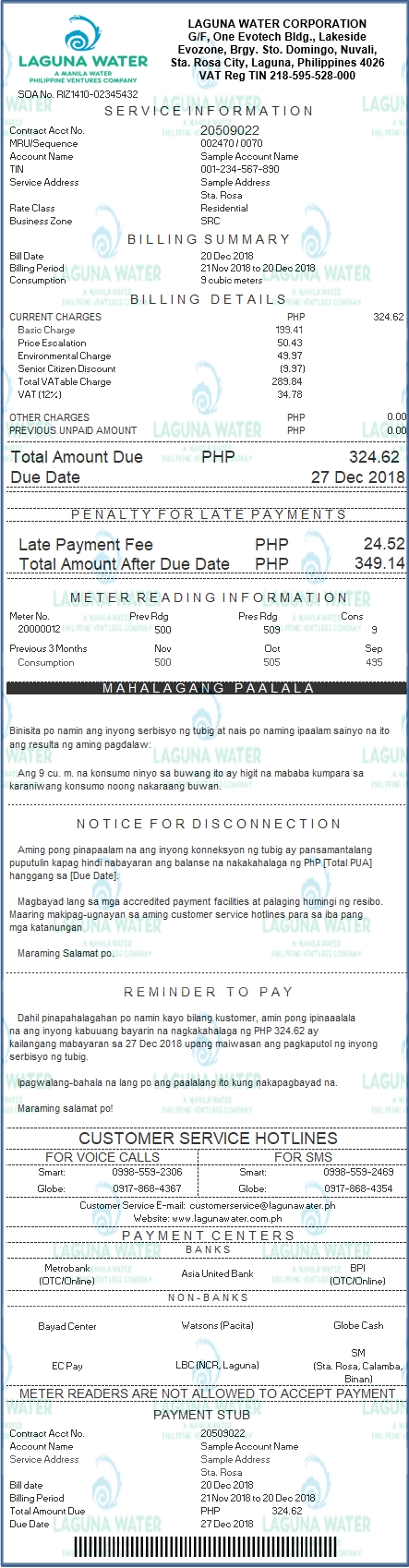 How To Read Your Water Bill Laguna Water