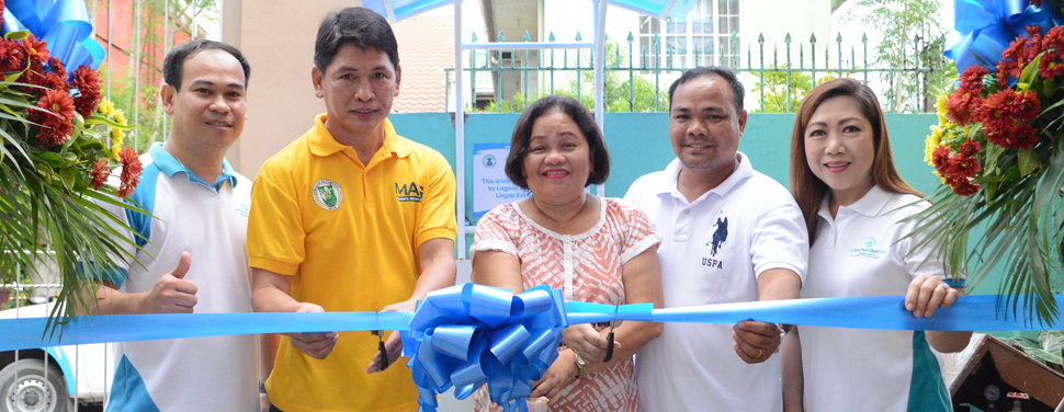 In-photo: Laguna Water Business Zone Manager for Cabuyao, Jec Caraan; Cabuyao City's Office of the Mayor Executive Assistant V Carlo Bella; Sala Elementary School Principal Abelinda Sison; Barangay Sala Chairman Francisco Alimagno; and Laguna Water External Affairs Manager Ana Martir